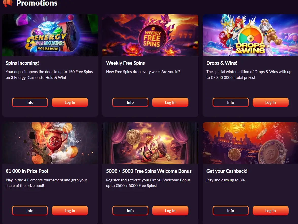 fireball casino games